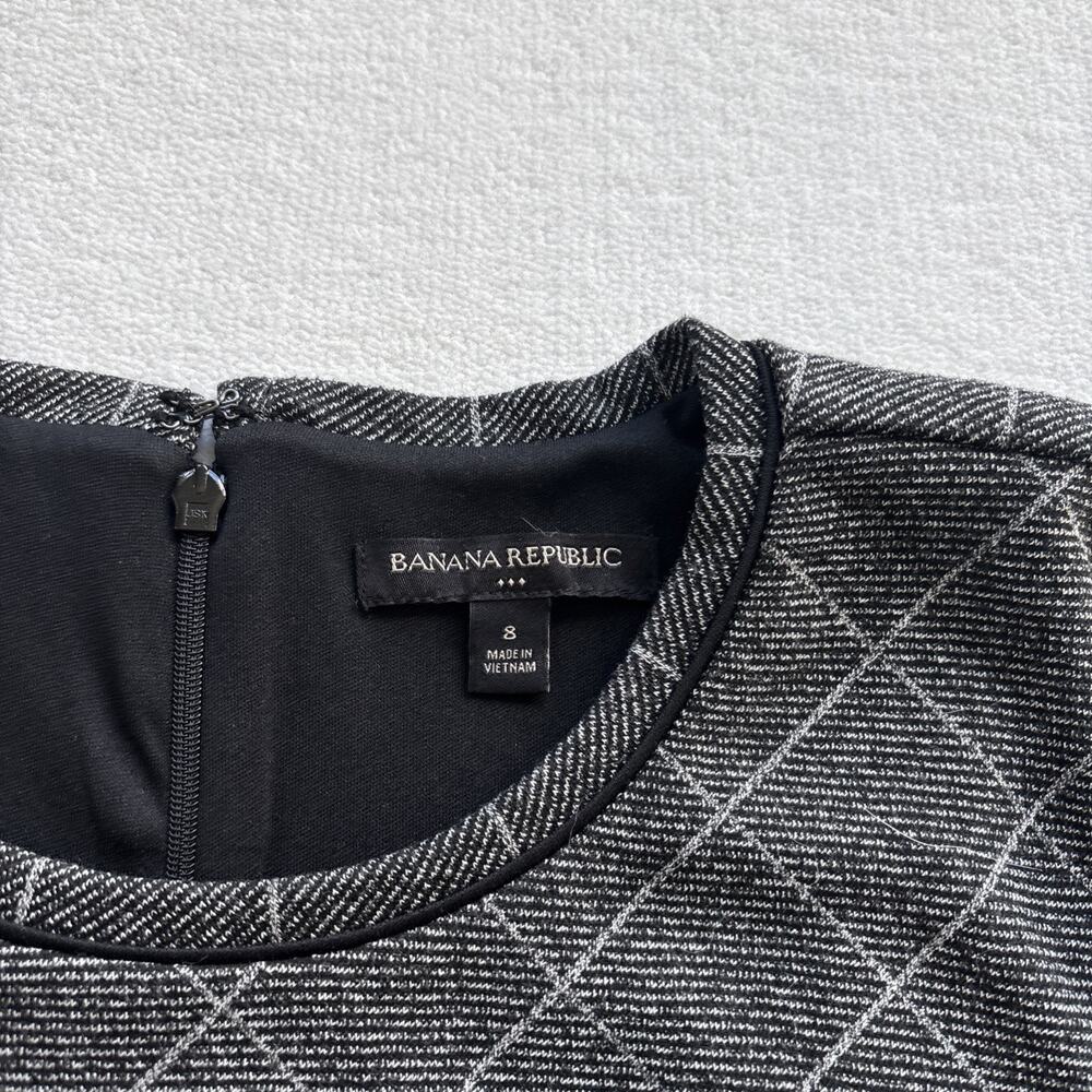 Banana Republic Womens‎ Sweater Plaid Dress Gray Size 8 ALine Winter 3/4 Sleeves - Picture 2 of 9